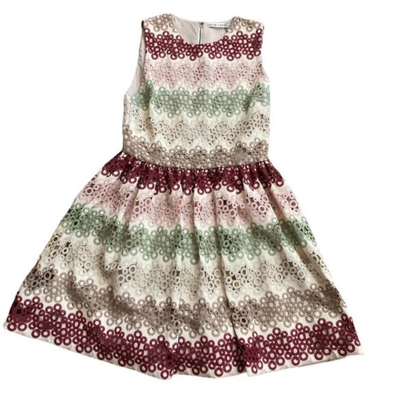Alice + Olivia Multicolor Joyce Lace Crew Neck Party Dress Size 10 - Picture 7 of 11